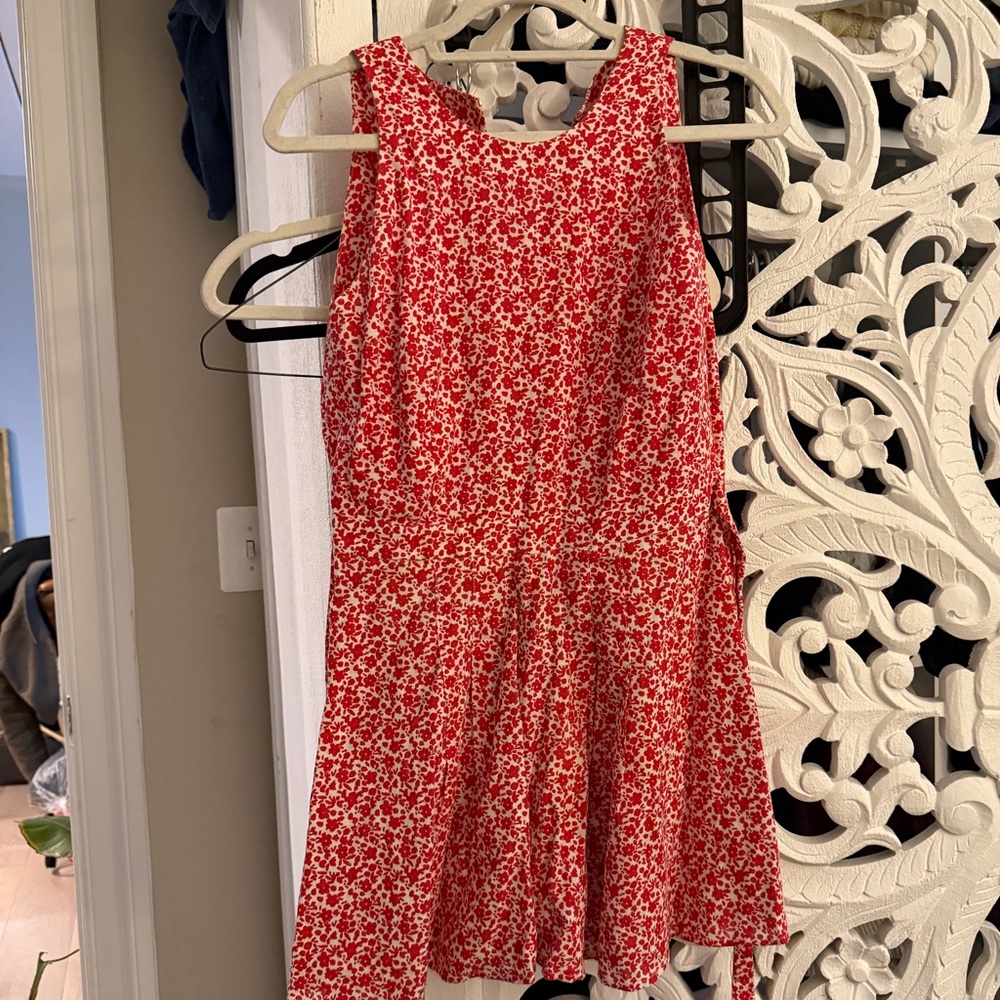 Anthropologie paper crown Red Floral romper